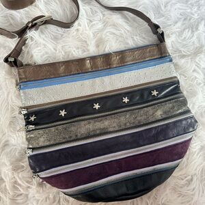 Louise Farnay Snatch Zippered Convertible Leather Suede Slouchy Bucket Bag 💙